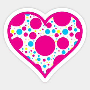 Pink and White Scattered Polka Dot Heart Sticker